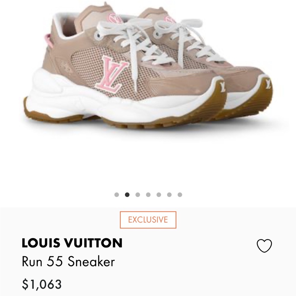 Louis Vuitton Women's Beige and Pink Run 55 Sneakers